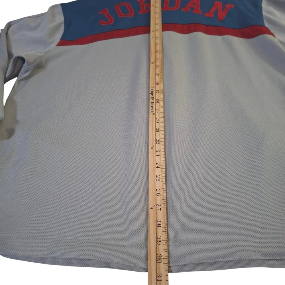 Jordan Mens Full Zip Track Jacket Gray Blue Red Spellout Jumpman XXL Mesh Coat